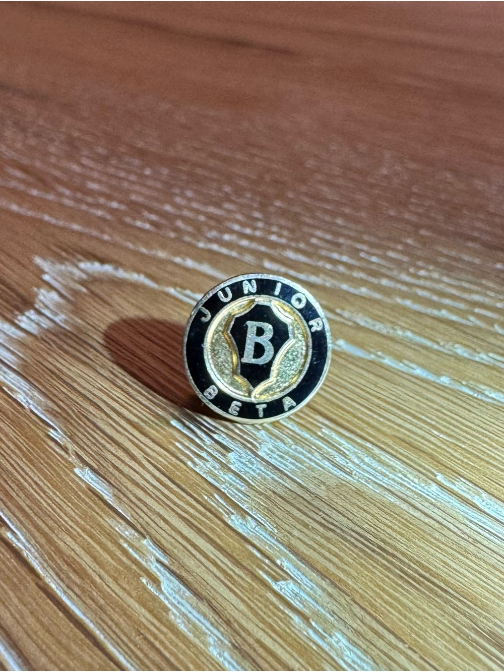 Vintage Junior Beta Club Working Pin 1980’s Black & Gold Tone